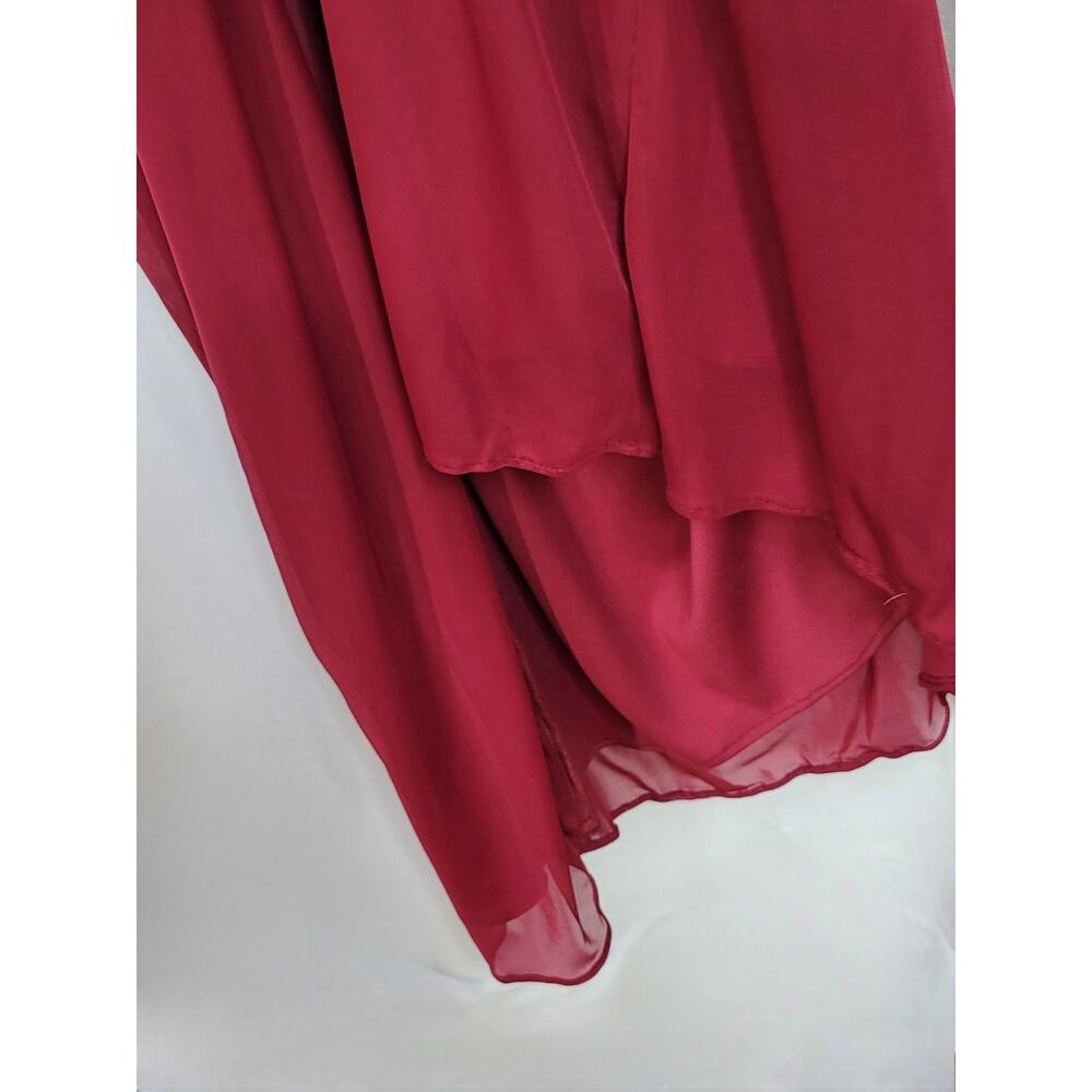 AZAZIE Deandra Burgundy Mermaid Pleated Mesh Maxi Dress Women's Size A16 Formal - Picture 10 of 13